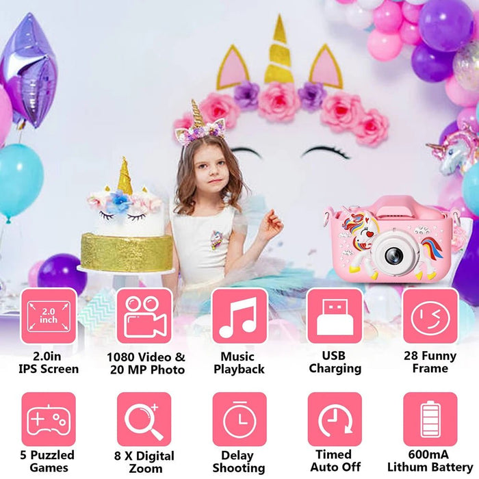 Kids Camera Toys Cute Horse Unicorn 32MP1080P HD Digital Camera for Toddler Kid Christmas Birthday Festival Children Gift - Shopsta EU